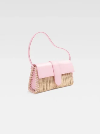 Długa wiklinowa torba Bambino Wicker z klapką