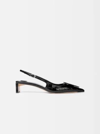 Niskie czółenka Duelo z paskiem wokół kostki Okrągłe i kwadratowe obcasy typu kitten